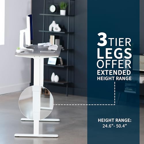 VIVO Dark Gray 60 x 24 in Standing Desk, DESK-KIT-2W6G - color: Dark Gray Top / White Frame, size: 60 x 24