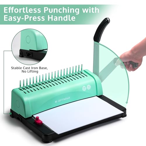 OFFNOVA Binding Machine, 21-Hole 450 Sheets Paper Comb Punch Binder Machine for Letter Size / A4 / A5 Paper, Easy to Punch Handle, Adjustable Margin - style: Gen2