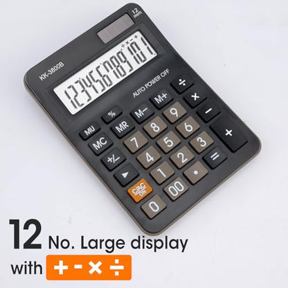 2 Pack Calculator, 12 Digit Desk Calculator with Large LCD Display & Big Buttons, Dual Power Solar & Battery, Standard Basic 4 Function Calculator - color: 2 Pack