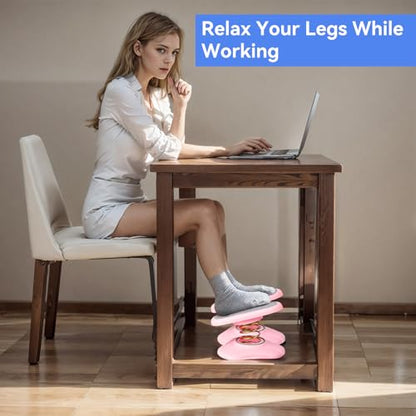 Foot Rest Under Desk ，Ergonomic Foot Stool Under Office Desk - Rocking for Fidgeters，Effectively Relaxes The Leg Muscles，Detachable and Easy to Assemble，2 Pieces Pink - color: Pink
