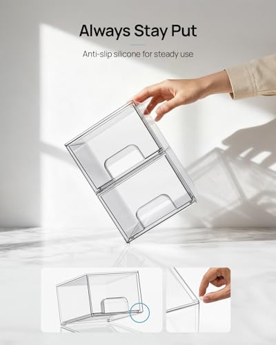 Vtopmart 6 Pack Small Clear Stackable Storage Drawers for Desk, Countertop | Bathroom Makeup Accessories Organizer, Plastic Bins For Desk, Vanity, Undersink, Medicine Cabinet ,Home Organization - style: 6pack-Clear
