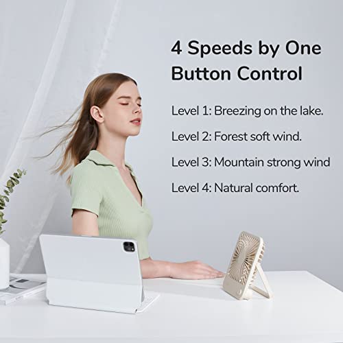 JISULIFE Small Desk Fan, 180° Foldable Portable Fan - color: Brown, size: 2000mAh