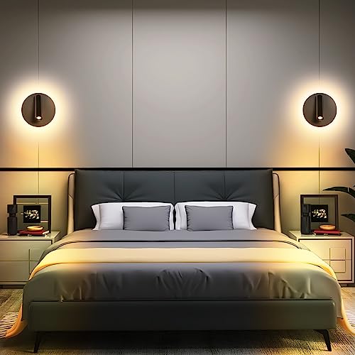 ZEROUNO Hardwired Sconces Wall Mounted Reading Lights with Switch LED Wall Lighting for Bedroom Bedside Lamps (Black) - color: Black