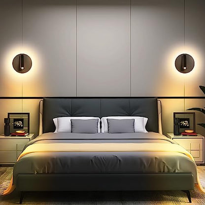 ZEROUNO Hardwired Sconces Wall Mounted Reading Lights with Switch LED Wall Lighting for Bedroom Bedside Lamps (Black) - color: Black