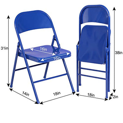 VECELO Metal Folding Chairs 4 Pack, Double Hinged Steel Frame Easy Foldable&Stackable for Office Kitchen Dinning Wedding Patio and Garden - color: Navy Blue