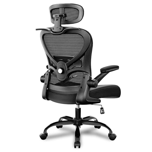 Ergonomic Office Chair, Mesh Home Office Desk Chairs with 3D Headrest - color: Black