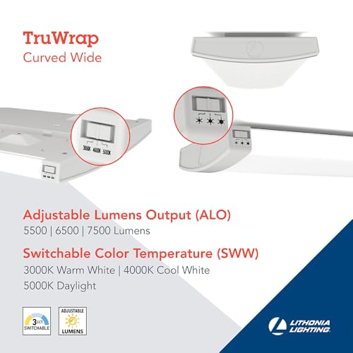 Lithonia Lighting 4' Wraparound LED Shop Light, Adj Brightness, 3-in-1 CCT - size: Wide, style: Curved