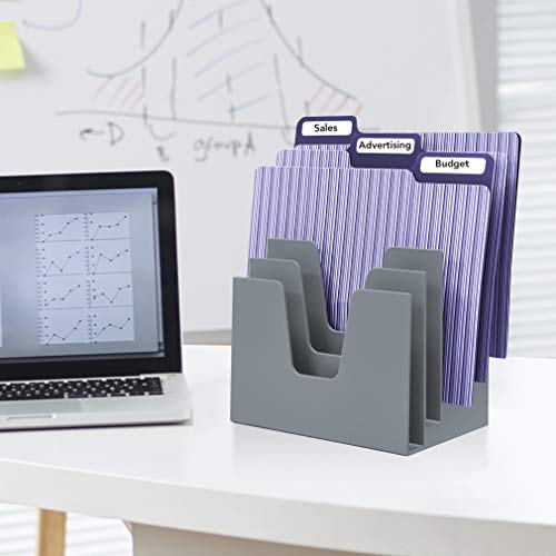 Acrimet 5 Section Incline File Sorter Organizer, Desktop Mail Holder Silver - color: Silver