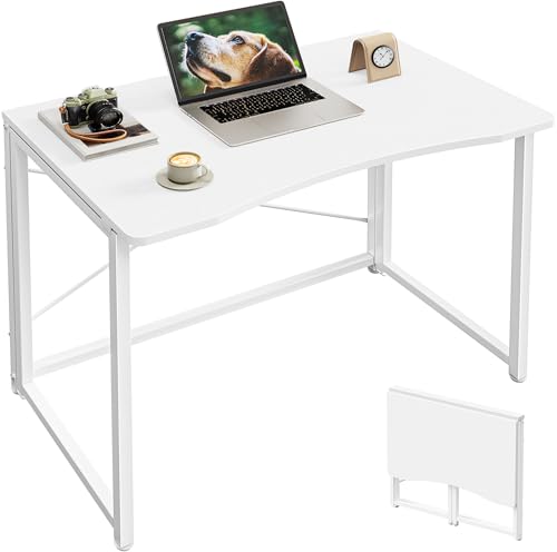 Huuger Folding Desk for Small Spaces, 31.5 Inch Foldable Computer Table - color: White, size: 18.9"D X 31.5"W
