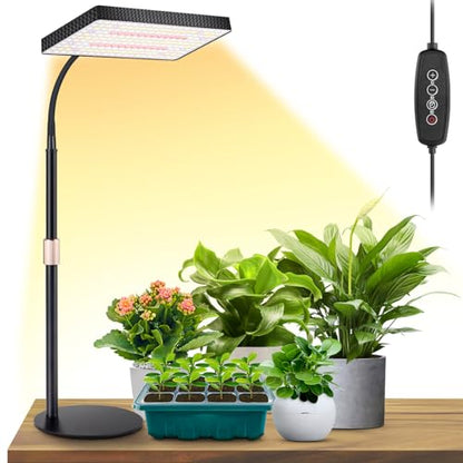 LBW Desk Grow Light, 214 LEDs Full Spectrum Plant Light for Indoor Plants | Desktop Grow Lamp with 4/8/12H Timer, 10"-26" Height Adjustable, 6 Brightness Levels, for Seed Starting - size: 1-Head