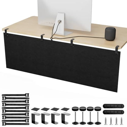 No Drill Under Desk Cable Management Privacy Panel,47.2" Felt Modesty Panel