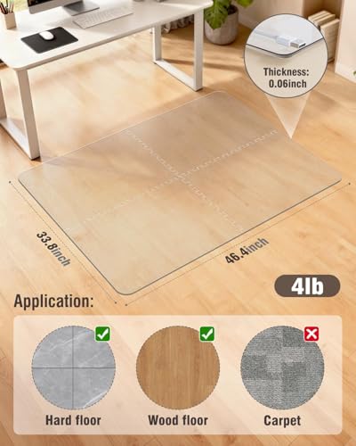 Blvornl Innovative Puzzle Chair Mat for Hardwood Floor, 36"*48" Hard Material Chair Mat, Heavy Duty Computer Chair Pad for Rolling Chairs, Desk Floor Rug for Office and Home