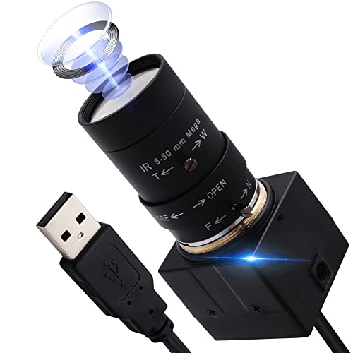 4K USB Camera, Ultra HD 2160P Webcam | 5-50mm 10X Optical Zoom Lens, Plug and Play for Video Conference, Compatible with Windows/macOS/Linux/Raspberry Pi - size: 5-50mm Varifocal Lens