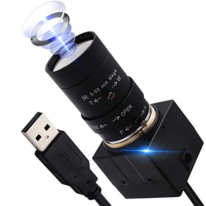 4K USB Camera, Ultra HD 2160P Webcam | 5-50mm 10X Optical Zoom Lens, Plug and Play for Video Conference, Compatible with Windows/macOS/Linux/Raspberry Pi - size: 5-50mm Varifocal Lens