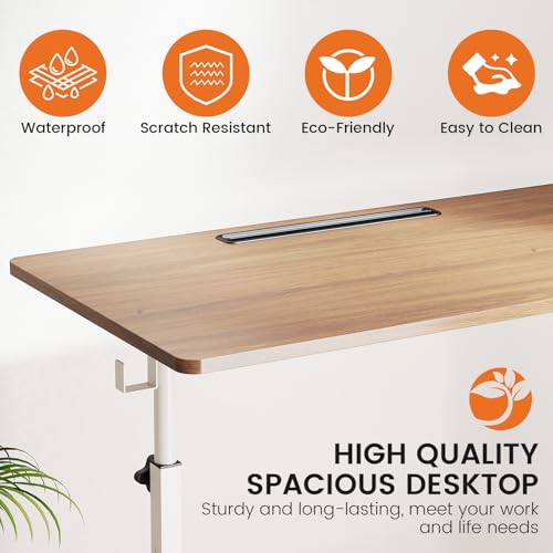 Hadulcet Small Standing Desk with Wheels, Rolling Desk Adjustable Height - color: Oak, size: 31.5" without Charging