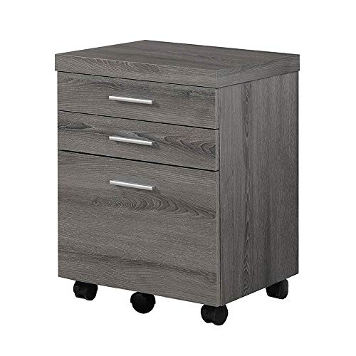 Monarch Specialties 3 Drawer File Cabinet - Filing Cabinet (Dark Taupe) - color: Dark Taupe