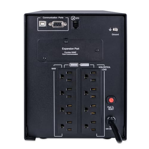 CyberPower PR1000LCD Smart App Sinewave UPS Battery Backup | 1000VA/1000W, 8 Outlets, AVR, Mini-Tower, UL Certified - size: 1000VA