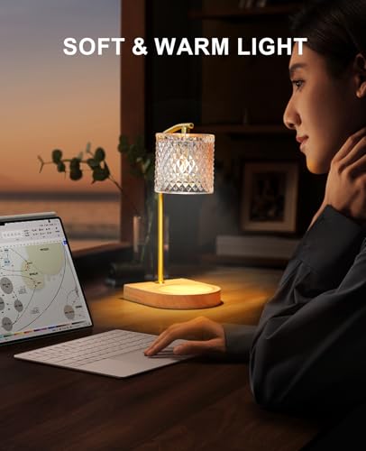 Small Bedside Table Lamp for Bedroom: Glass Shade Bedside Lamps for Nightstand, Dimmable Night Stand Light Lamp with Timer for Living Room, Dorm, Home Office Decor (1*LED Bulb Included)
