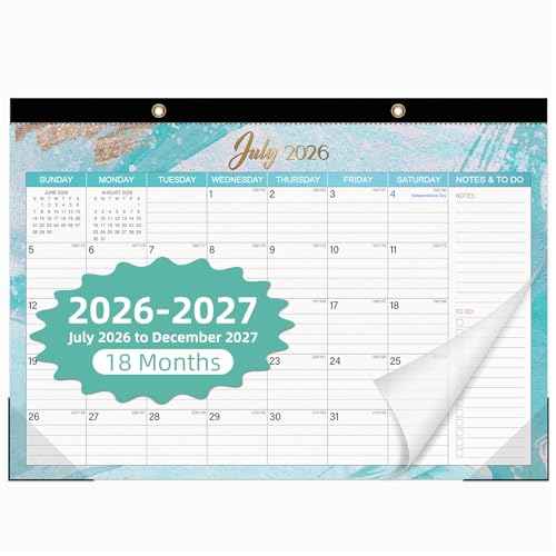Tcamp Desk Calendar 2026-2027, Large Desktop/Wall Monthly Calendar - color: Light Blue, size: 17"x12"(Jul 2026-Dec 2027)