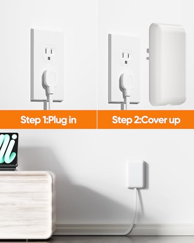 Olcorife Flat Extension Cord with Outlet Cover, Flat Plug Power Strip with 6 Outlets, 5 FT Cord Hidden Outlet Extender for Tight Spaces - size: 5 FT, style: 6AC(No USB)