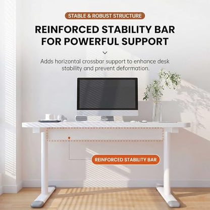 Manual Standing Desk with Reinforced Crossbar, Height Adjustable Desk 75-95cm, Stable Crank Adjustable Computer Desk with Carbon Steel I-Shaped Legs for Home Office, Study Room, Laptop, Writing - size: White (31.5 x 23.62 inch)