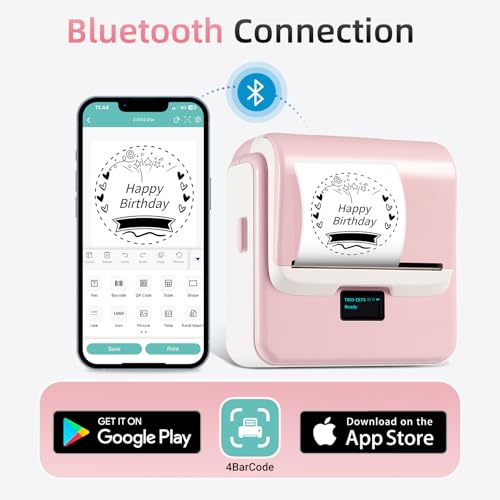 ORGSTA Label Maker Machine with Tape, 3 Inch Bluetooth Label Printer T003 - color: Pink