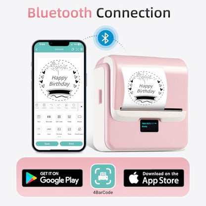 ORGSTA Label Maker Machine with Tape, 3 Inch Bluetooth Label Printer T003 - color: Pink