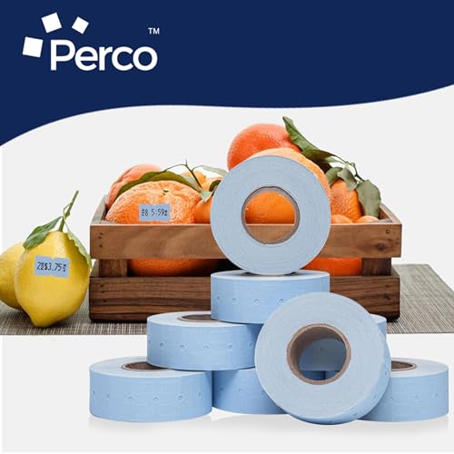 Perco 1 Line Blue Labels - 8,000 Blank Price and Date Gun Labels for Perco Lite, X, Plus and Pro 1 Line Price and Date Guns- 8 Rolls, 1 Sleeve - Made in USA - color: Blue, size: 1 Sleeve
