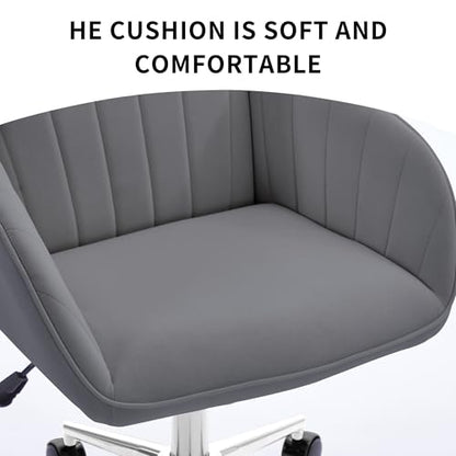 YITAI Velvet Office Desk Armchairs with Silver Base and Wheels,Modern Height Adjustable 360 Degree Swivel Upholstered Vanity Chairs for Living/Room Bedroom/Study,Gray - color: Silver Gray