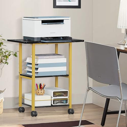 Lerliuo 3-Tier Printer Stand, Industrial Rolling Printer Table with Storage - color: Black, size: 3-Tier