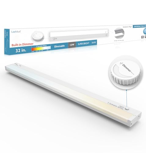 Under Cabinet Lighting Plug in or Hardwired Built-in Dimmer, 32 Inch 16W, 5CCT 2700/3000/3500/4000/5000K, Linkable Counter Lights for Kitchen, ETL Dimmable LED Light Fixture, White - color: White, size: 32 inch