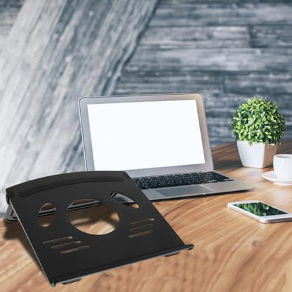 OSALADI Laptop Stand Desktop Holder with Cooling Function Portable Foldable Laptop Riser for Office and Home Use Black