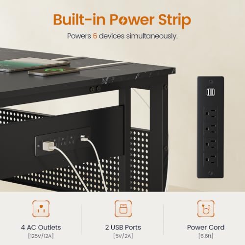 UPOSOJA 71" L Shaped Executive Desk, Office Desk with Storage Drawers - color: Black, size: 2 Drawers