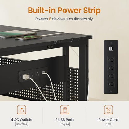 UPOSOJA 71" L Shaped Executive Desk, Office Desk with Storage Drawers - color: Black, size: 2 Drawers