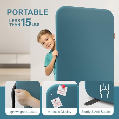 DECOLAB Freestanding Room Partition, Indoor Privacy Panel 29"x65", Sapphire - color: Sapphire