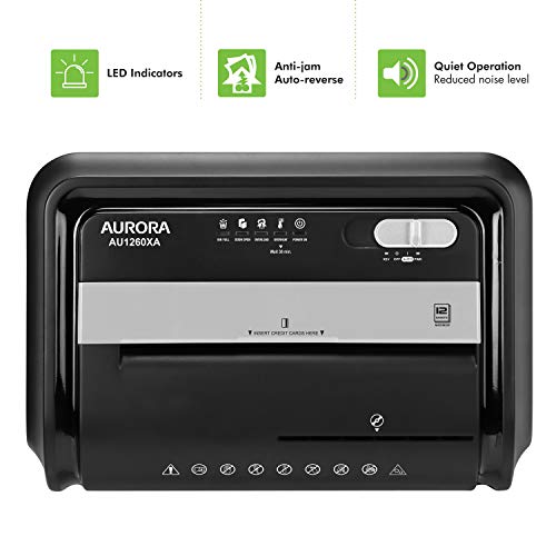 Aurora AU1260XA Anti-Jam 12-Sheet Crosscut Paper and CD/Credit Card Shredder - style: 12-Sheet Crosscut Black