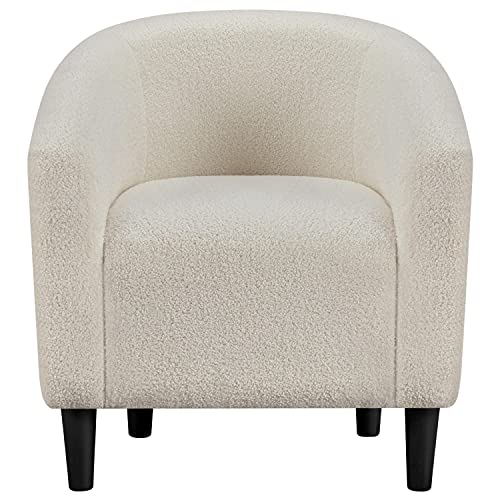 Topeakmart 25.5in Wide Sherpa Small Barrel Accent Chair for Bedroom, Ivory | Upholstered Furry Armchair, Compact Cozy Barrel Chairs with a Curved Silhouette for Small Spaces, Living Room Bedroom Corner - color: Ivory, style: Set of 1