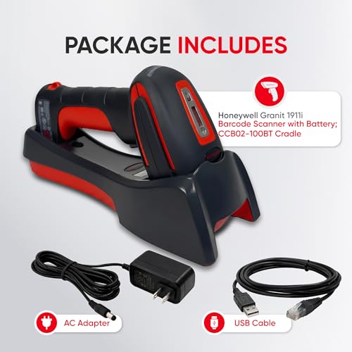 Honeywell Granit Heavy-Duty Industrial-Grade Area-Imaging Handheld Barcode Scanner Kit (Wireless, Extended Range (1911i), USB)