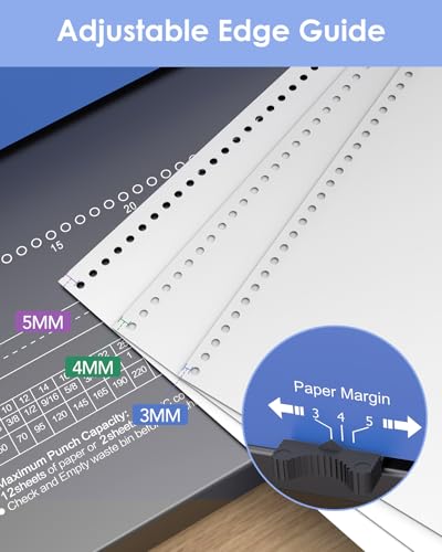 MAKEASY Spiral Binding Machine, 4:1 Pitch, 12 Sheets Punch Capacity, Electric Coil Insert, Book Binder Machine for A4/A5/Letter Size Paper, Comes with 100 pcs 5/16'' Coils & Pliers - color: Blue