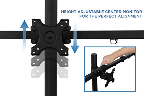 Mount-It! Triple Monitor Stand for 3 Screens up to 24", Height Adjustable Desk Mount with Free Standing or Grommet Base, 22 lbs per Arm, VESA 75x75 100x100 Compatible, Full Motion Monitor Mount MI-789