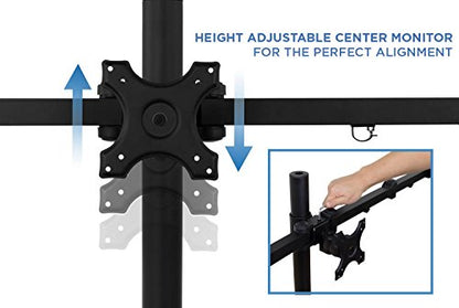 Mount-It! Triple Monitor Stand for 3 Screens up to 24", Height Adjustable Desk Mount with Free Standing or Grommet Base, 22 lbs per Arm, VESA 75x75 100x100 Compatible, Full Motion Monitor Mount MI-789