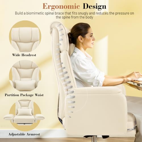 FelixKing Office Chair, Flip Armrests for Pets Criss Cross Legged, White - color: White