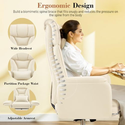 FelixKing Office Chair, Flip Armrests for Pets Criss Cross Legged, White - color: White