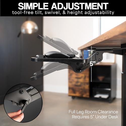VIVO Light Wood Under Desk 25 x 10 inch Keyboard Tray, MOUNT-KB03C | Adjustable Computer Keyboard and Mouse Platform, Ergonomic Under Table Desk Mount Drawer, Full Swivel - color: Light Wood, size: 25"
