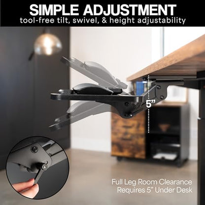 VIVO Light Wood Under Desk 25 x 10 inch Keyboard Tray, MOUNT-KB03C | Adjustable Computer Keyboard and Mouse Platform, Ergonomic Under Table Desk Mount Drawer, Full Swivel - color: Light Wood, size: 25"