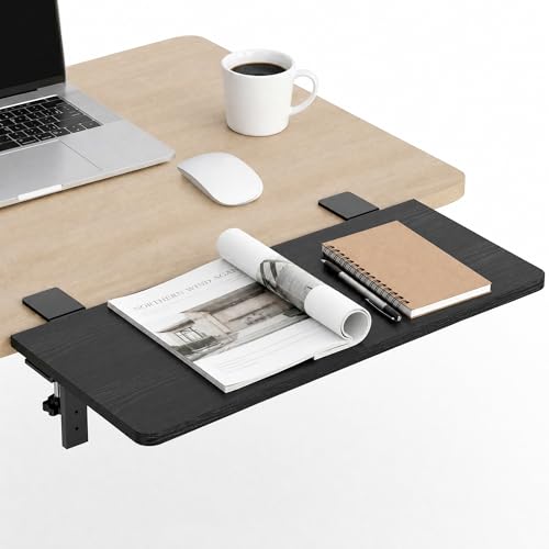 Desk Extender, 22-inch Clamp-On Desk Shelf, Height-Adjustable Desktop Shelf Organizer for Monitors Office and Gaming Accessories, Arm Support Table Extension, 44lbs Heavy Duty, Black - color: 22in Black