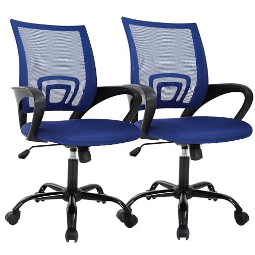 PayLessHere Office Computer Chair Ergonomic Cheap Desk Chair Adjustable Comfortable Mid Back Task Rolling Swivel with Lumbar Support for Home Office (Pack of 2, Blue) - color: Blue, style: pack of 2