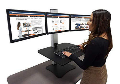 Victor High Rise Electric Sit-Stand Standing Desk Converter, Black - size: Triple Monitor