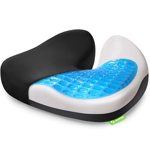 AUVON Triple-Layer Gel Seat Cushion for Cool & Pressure-Free Sitting | Chair Cushion with Cooling Gel, Ergonomic Dual-Density Memory Foam for Hemorrhoid, Sciatica & Tailbone Pain Relief, Anti-slip