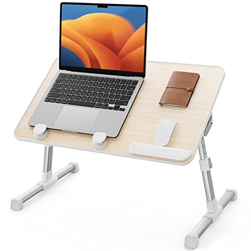 SAIJI Laptop Bed Tray Table, Adjustable Standing Desk Lap Desk | for Sofa Couch Floor Working Studying Reading Writing Eating,Fit Up to 17" Laptop(Large,Teak) - color: Teak, size: 23.6*13 inches